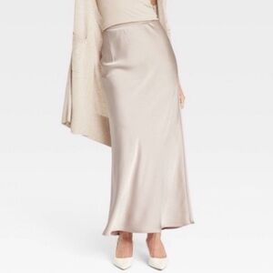 A New Day Cream Satin Skirt